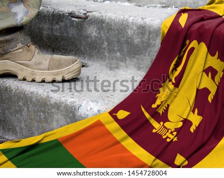 Military concept on the background of the flag of Sri Lanka