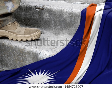 Military concept on the background of the flag of Marshall Islands