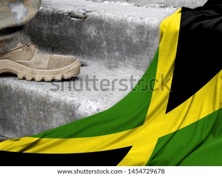 Military concept on the background of the flag of Jamaica