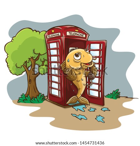 Classic Carp in a London Public Phone Royalty-Free Stock Photo #1454731436