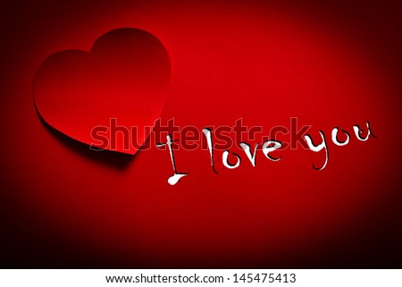 Red paper heart. I love you