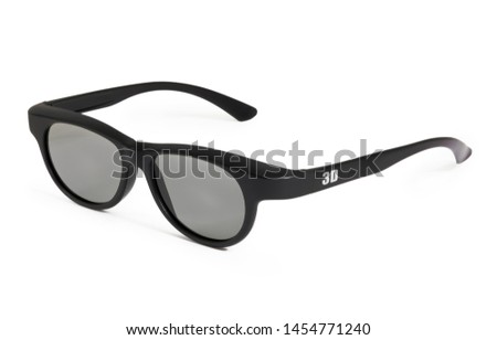 Black polarized 3D glasses, isolated on white background