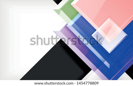 Bright colorful square shape blocks geometrical background, vector modern template