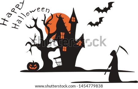 Halloween vector illustration on white background. Wallpaper. Background.