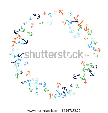 Pretty summer background with anchors. Anchor In Cartoon Free Style. Pattern Art Illustration Vector
