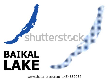 Halftone and solid map of Baikal composition illustration. Vector map of Baikal composition of x-cross items on a white background. Abstract flat territorial scheme for political templates.