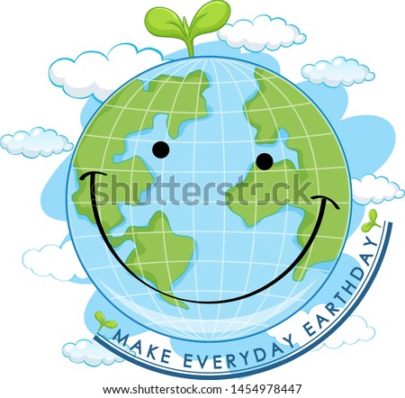 Smiling earth day poster illustration