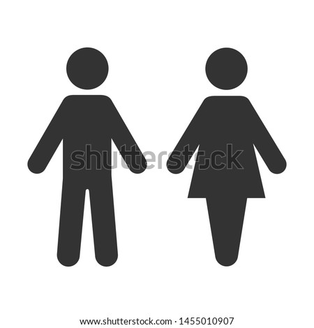 Icon toilet. Restroom sign. Male and female bathroom sign. Black abstract symbols of man and women in flat style isolated on white background. Vector illustration. Royalty-Free Stock Photo #1455010907