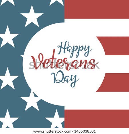 Veterans day template background with USA flag. Honoring all who served on November 11. Isolated with solid color.