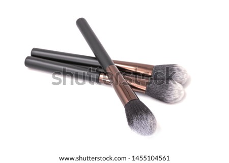 Make-up brush isolated on white background. Selective focus