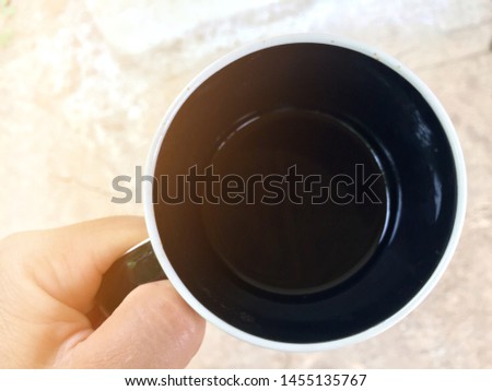 A cup of hot coffee in the morning