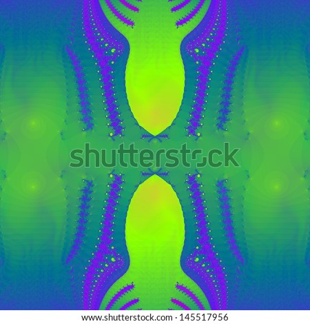 Two abstract octopus, fractal art design 