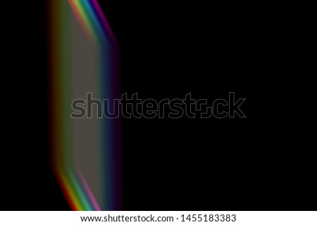 Broken light rays beam screen rainbow photo overlays on black background