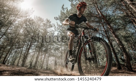 Cyclist in action on a beautiful location