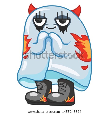 Funny little ghost. Halloween ghost.Vector illustration in a cartoon style, isolated on white background. Vector Illustrations for Kids on Halloween.