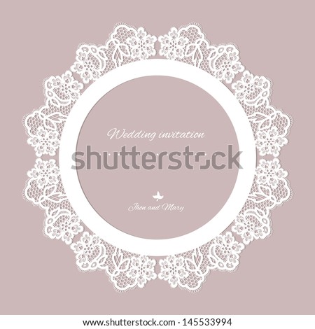 Wedding invitation. Lace background with a place for text. Vintage lace vector design realistic