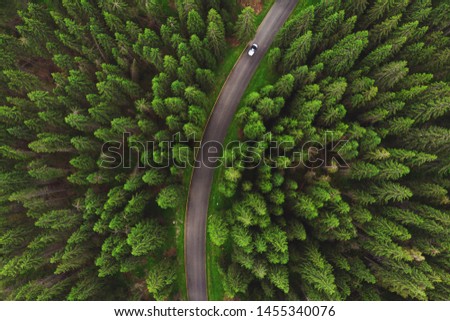Aerial view of Transalpina mountain road, Romania Royalty-Free Stock Photo #1455340076