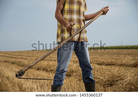 Farmer working at the wheat field