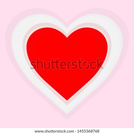 "Red vector heart on a sweet colored background.Double heart symbol, couples,love emblem.Graphic design in the concept of love.Vector love symbol for Valentine's Day.Vector illustration."
