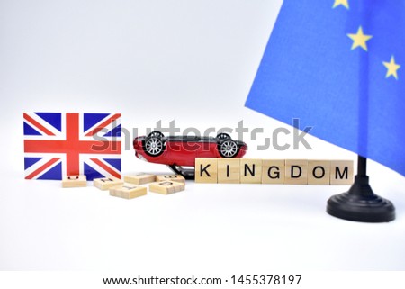 The Brexit and the flags of the United Kingdom and the European Union. Royalty-Free Stock Photo #1455378197