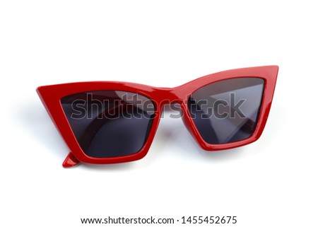 red modern sunglasses isolated on white background - Image 