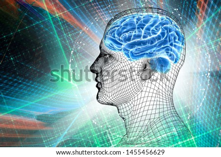 3d illustration. Future. Digital brain. Cyborg. Tech.