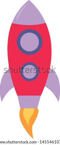 Red space rocket, illustration, vector on white background.