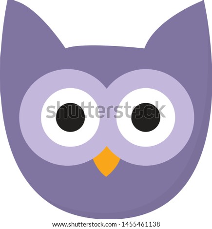 Purple cute owl, illustration, vector on white background.