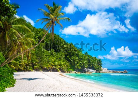 Beautiful beach at Felicite Island, Seychelles Royalty-Free Stock Photo #1455533372