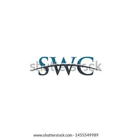 Initial letter SWC, overlapping movement swoosh horizon logo company design inspiration in blue and gray color vector