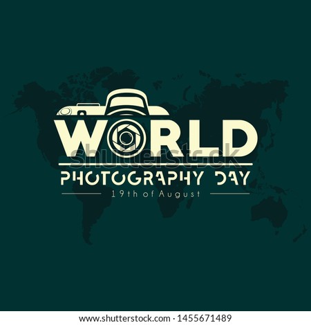 TypographyLogo for World Photography Day with World Map Background Royalty-Free Stock Photo #1455671489