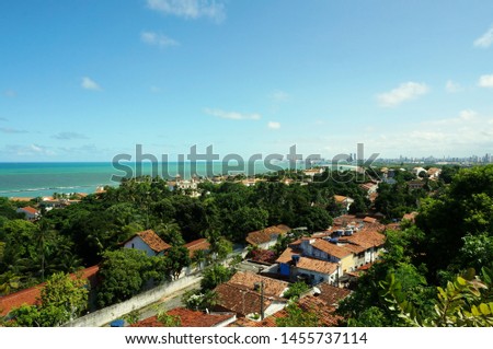 Olinda, Brazil: A view of Olinda's historic center from the top of Alto da Se hill, Recife in the background