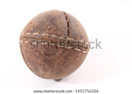 old vintage throw ball on white background retro sport ball leather 