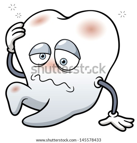Vector illustration of Cartoon tooth be injured
