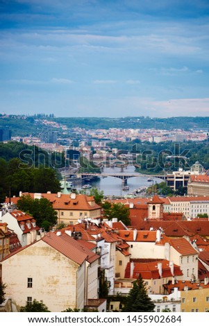 Architecture and Cityscape of the old town with red roofs is landmark for travellers in Prague, Czech Republic, Europe
