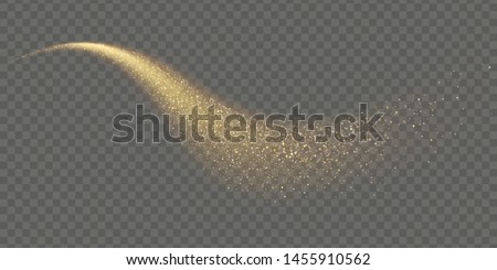 Golden sparkling glittering comet with stardust trail. Space sparkles star tail. EPS 10 Royalty-Free Stock Photo #1455910562