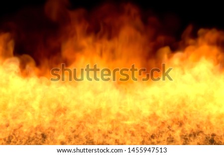 glowing hell on black background, fire from image bottom - fire 3D illustration