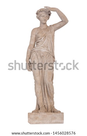 Sculpture of the Greek god Ceres isolated on white background. Ceres was a goddess of agriculture, grain crops, fertility and motherly relationships. Sculptor S. S. Pimenov. Created in 1822 Royalty-Free Stock Photo #1456028576