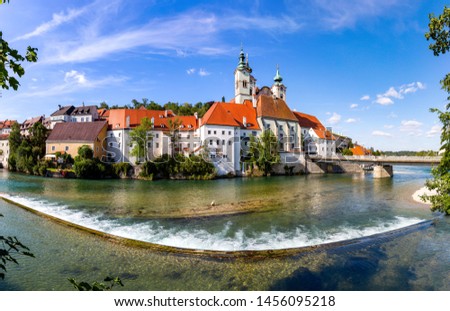 Steyr - a town in Austria. Steyr and Enns rivers. Royalty-Free Stock Photo #1456095218