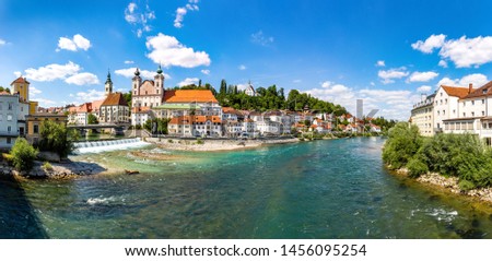 Steyr - a town in Austria. Steyr and Enns rivers. Royalty-Free Stock Photo #1456095254