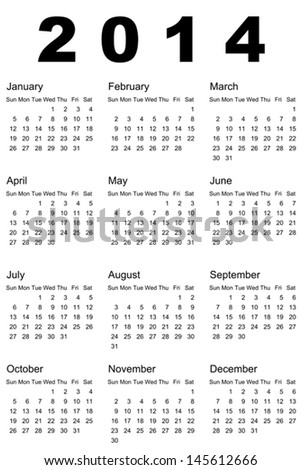 Vector illustration of 2014 calendar