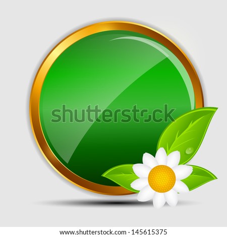 100% natural green label isolated on white.  illustration