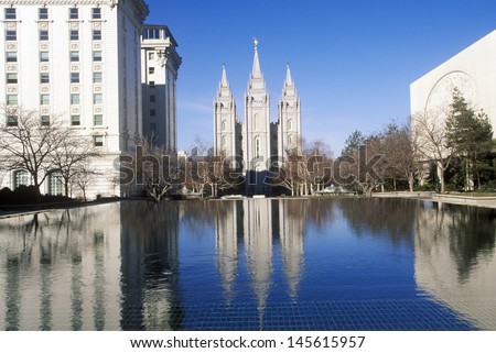 Downtown Salt Lake city with Temple Square, UT