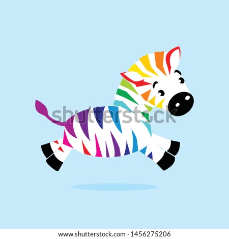 Rainbow Little Zebra Vector Logo Designs