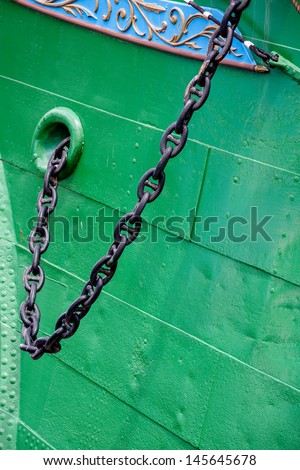 a detail of a ship - anchor rope