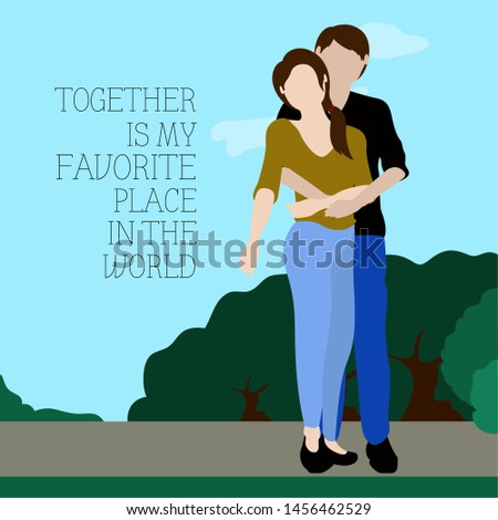 Romantic card with a happy couple - Vector