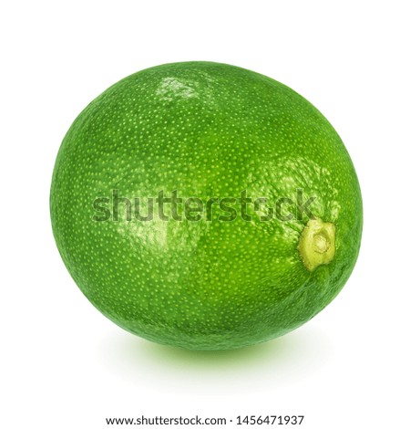 Whole lime isolated on white background. Full depth of field (all details in focus). Clipping path included.