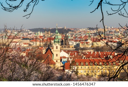 Detail of Prague buildings viewed from Petryn Hill