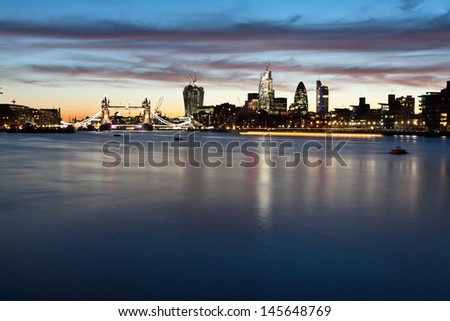 Panorama of Tower bridge and the city of London