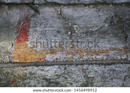 Parking floor texture, cracked cement wall,